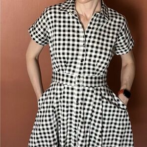Gingham black and white print Cece dress size 2